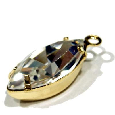 [CG011]スワロフスキー ラインストーンチャーム（カン付きパーツ）《ナツメ》クリスタル（台座色：ゴールド） 8×4mm：2ケ、15×7mm：1ケ[RPT] |  | 01