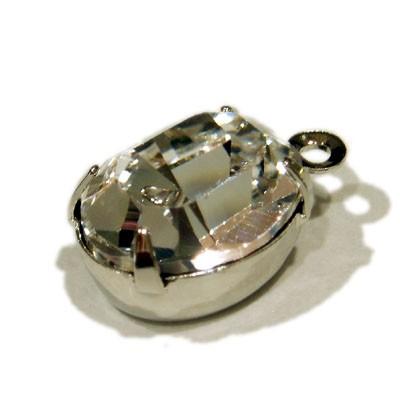 [CG012]スワロフスキー ラインストーンチャーム（カン付きパーツ）《オーバル》クリスタル（台座色：シルバー） 10mm×8mm 1ケ[RPT] |  | 01