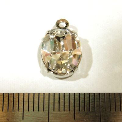 [CG012]スワロフスキー ラインストーンチャーム（カン付きパーツ）《オーバル》クリスタル（台座色：シルバー） 10mm×8mm 1ケ[RPT] |  | 02