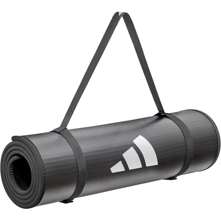 adidas(アディダス) トレーニングマット/ヨガマット 10mm 厚め 幅広 耐久性 滑り止め キャリーストラップ付き ADMT-12235BKブラック の商品画像