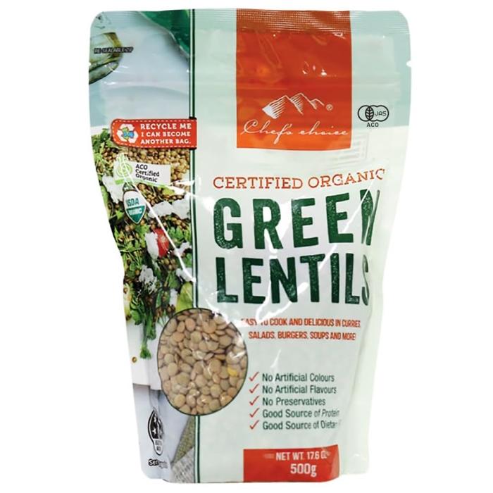 シェフズチョイスジャパン シェフズチョイス オーガニック 緑レンズ豆 グリーンレンティル 500g Organic Green Lentils (GLENTILORG) 入数:10 の商品画像