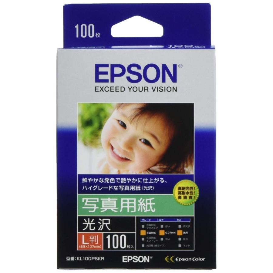 EPSON エプソン 写真用紙 光沢 (L判/100枚)(KL100PSKR) | 