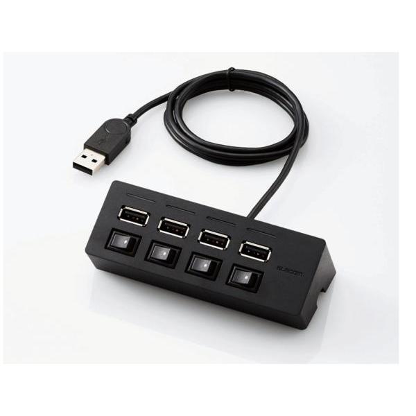 ELECOM エレコム 機能主義USBハブ　スイッチ付き4ポート U2H-TZS428BBK 1個 | 