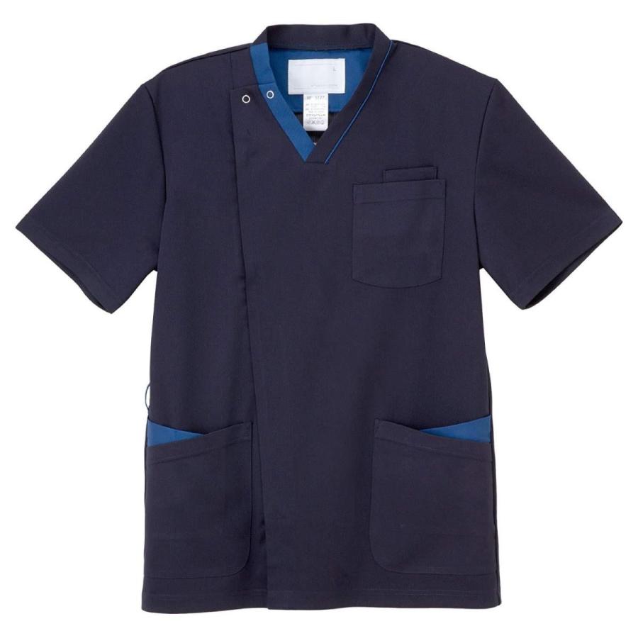 ナガイレーベン 男子スクラブ ネイビー＋ロイヤルブルー　LL RF5127 1枚