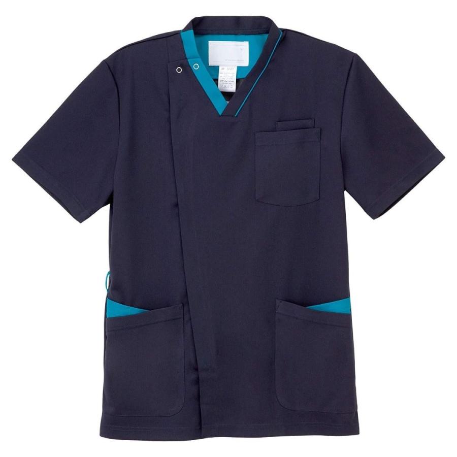 ナガイレーベン 男子スクラブ ネイビー+ターコイズ　BL RF5127 1枚