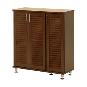 不二貿易 ルーバーシューズボックス ワイド ブラウン SB-9033BR 90483