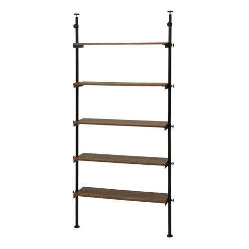 HAGIHARA 萩原 オープンシェルフ ラック 突っ張り 木目調棚 5段 幅90  