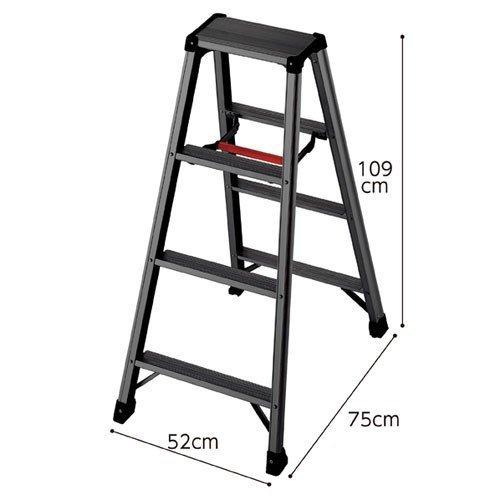 アルミ軽量脚立 脚軽 マットブラック 4段 H109cm