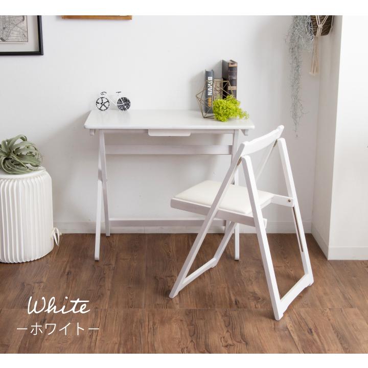 デスク 折りたたみ チェアーセット 机 つくえ おしゃれ 幅80 2点セット