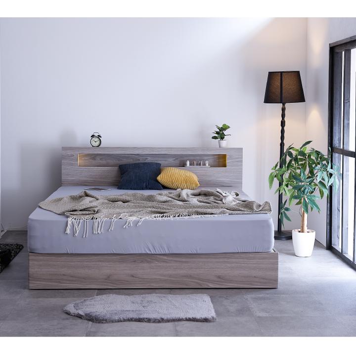 ベッド クイーン フレームのみ 収納付き クイーンベッド おしゃれ 宮