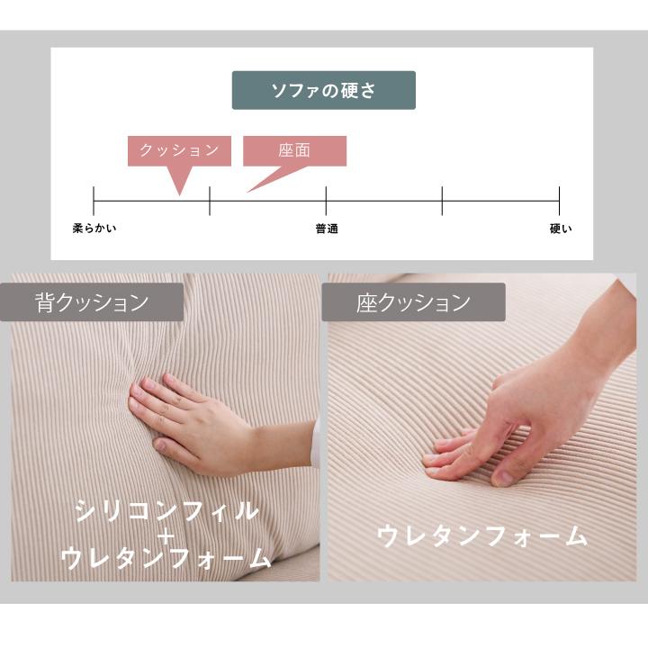 ソファ ソファー 3人掛け 三人掛け コーデュロイ 布地 ファブリック 肘なし 木製 脚付き コンパクト ロー