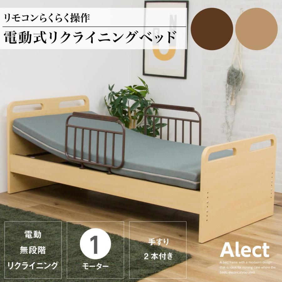 電動ベッド 1モーター フレームのみ 介護ベッド 手すり付き 電動 