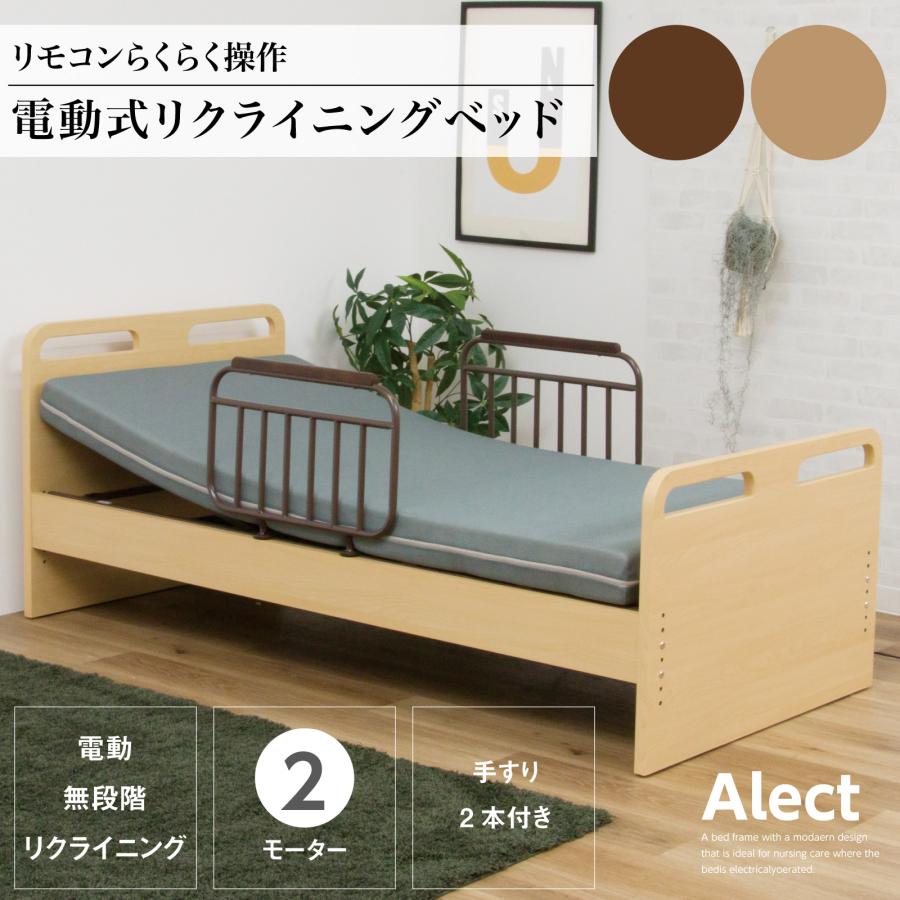 電動ベッド 2モーター フレームのみ 介護ベッド 手すり付き 非課税
