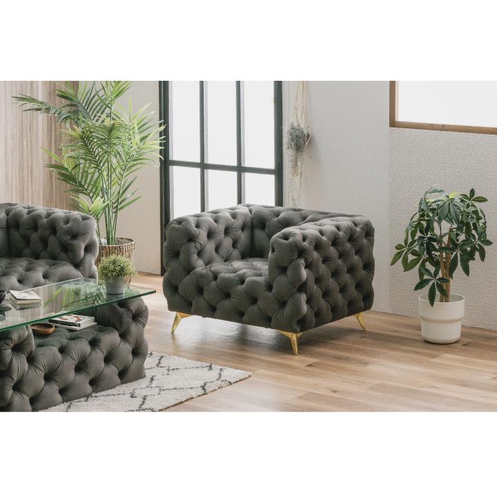 チェスターフィールド 布張り オリーブグリーン 1人掛けソファ チェスターフィールド 布張り オリーブグリーン 1人掛けソファ