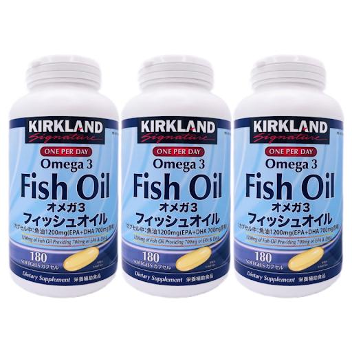 カークランド オメガ3 フィッシュオイル 180粒 3個セット DHA EPA サプリメント コストコ 00966196983563