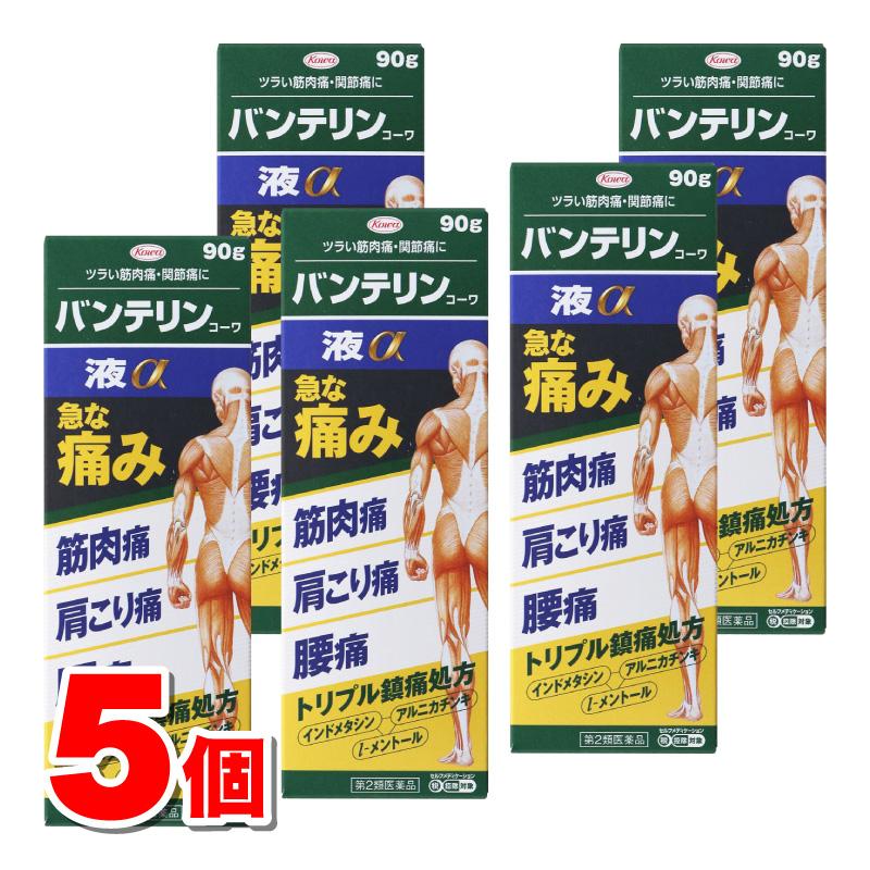 【第2類医薬品】 興和 バンテリンコーワ液α 90g　×5個 【セルフメディケーション税制対象商品】 の商品画像