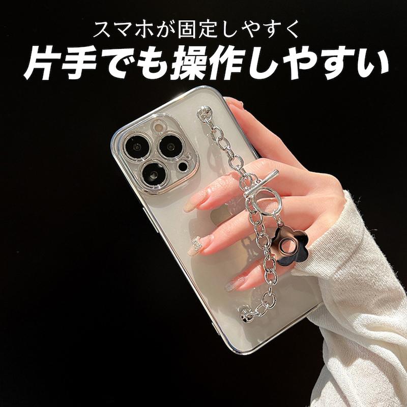 スマホケース iphone14 ケース 韓国 iphone13 ケース iphone12 ケース 携帯ケース iphone11 ケース TPU クリア 透明 チェーン おしゃれ かわいい レディース｜eclan｜03