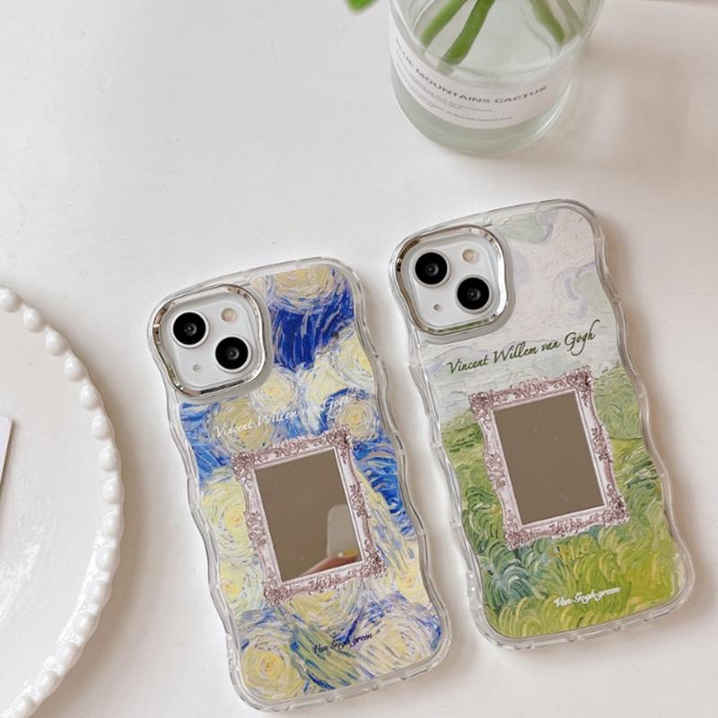 スマホケース iphone14 ケース 韓国 iphone13 ケース iphone12 ケース 携帯ケース iphone11 ケース PC ミラー 鏡 北欧 水彩 アート 絵画 レディース 大人 女子｜eclan｜03