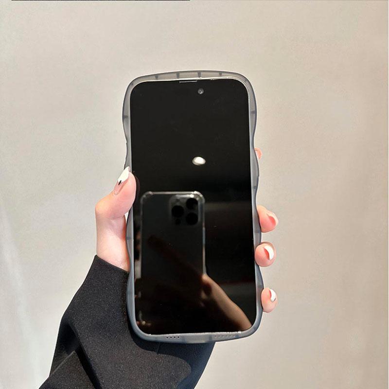 スマホケース iphone14 ケース 韓国 iphone13 ケース iphone12 ケース 携帯ケース iphone11 ケース TPU ウェーブ ハート スマイル シンプル レディース 女子｜eclan｜11