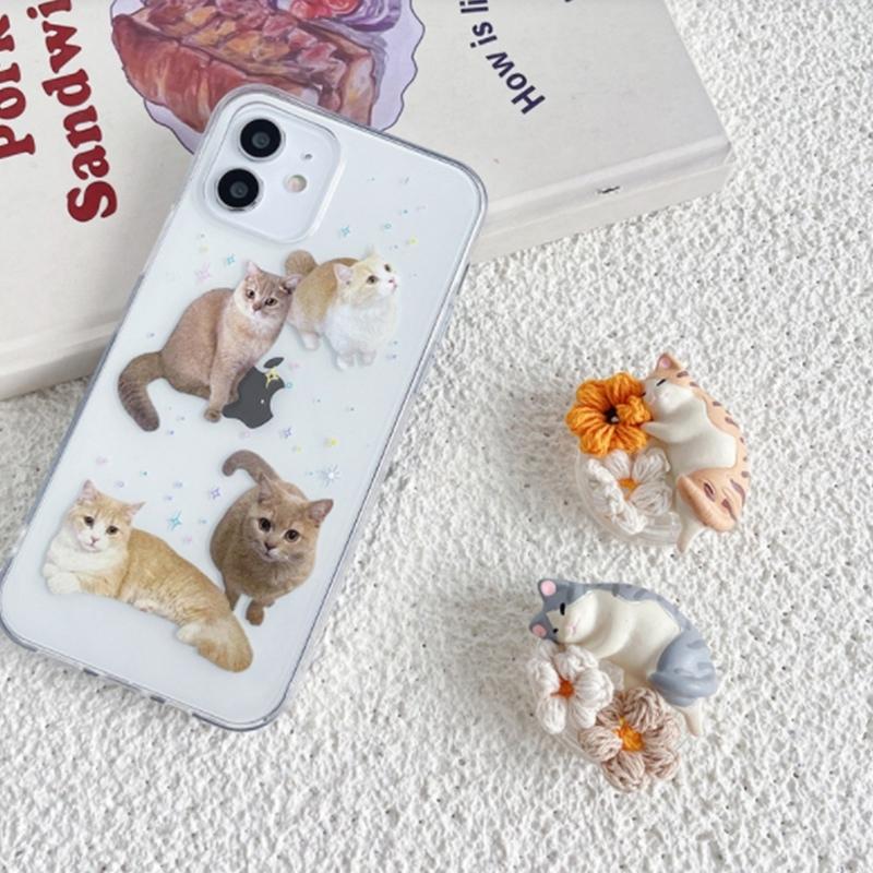 スマホグリップ 韓国 グリップトック スマホリング シンプル かわいい おしゃれ スマホスタンド Griptok 落下防止 ねこ ネコ 花 フラワー お揃い Accessory Shop Eclan 通販 Yahoo ショッピング