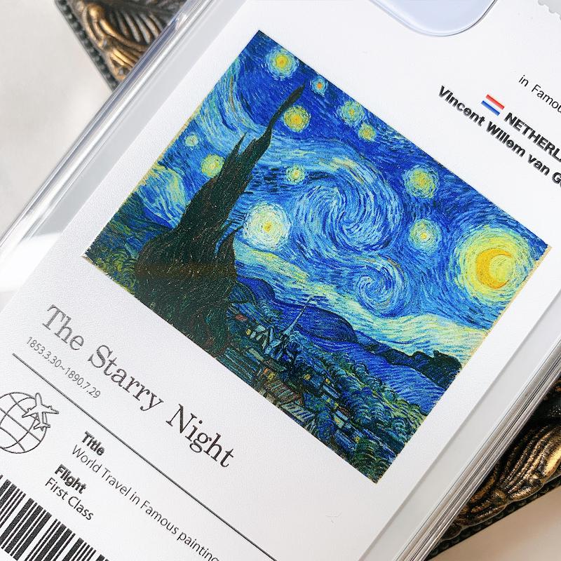 iphone15 ケース 韓国 iphone15pro ケース スマホケース iphone13 ケース iphone14 ケース アイフォン15 名画 絵画 ゴッホ 星月夜 デザイン 風景｜eclan｜05