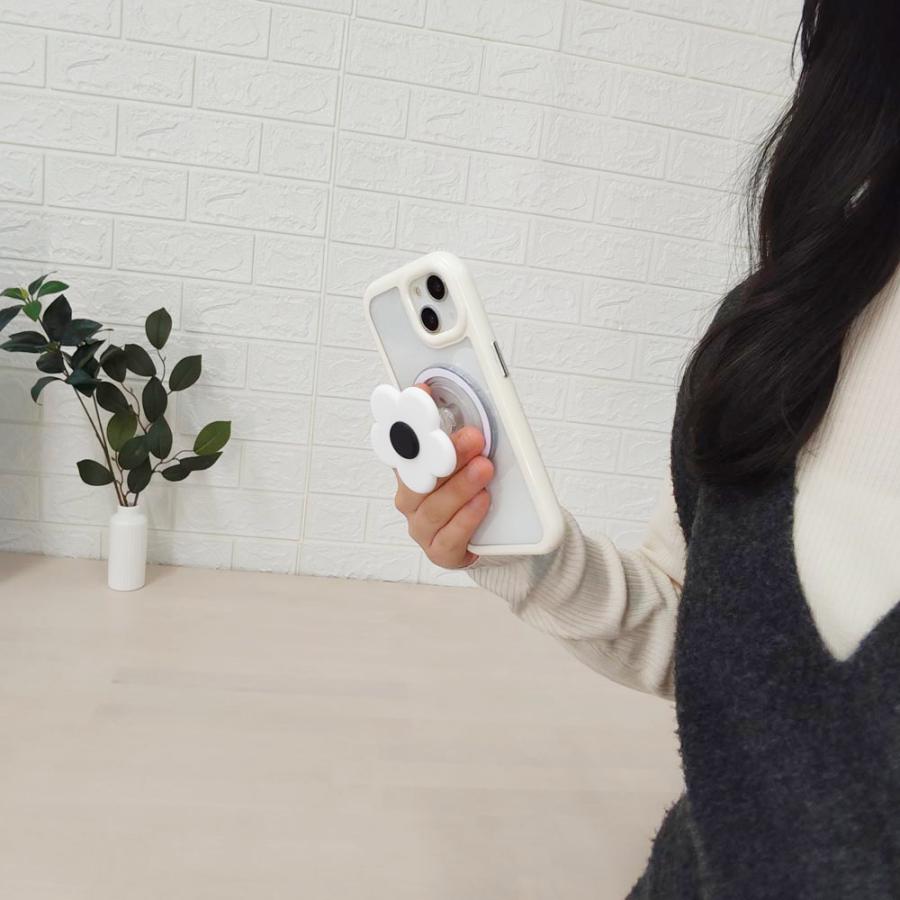MagSafe対応 スマホグリップ スマホリング マグネット 花 韓国