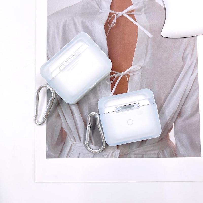 airpods pro ケース 韓国 第2世代 第3世代 TPU シルバー メタリック