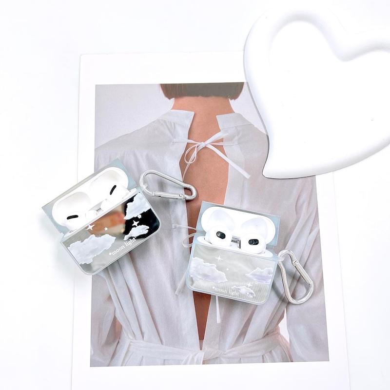 airpods pro ケース 韓国 第2世代 第3世代 TPU シルバー メタリック