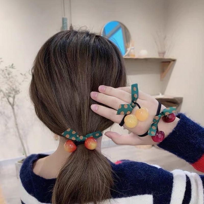 ヘアアクセサリー ヘアゴム シュシュ シンプル さくらんぼ チェリー
