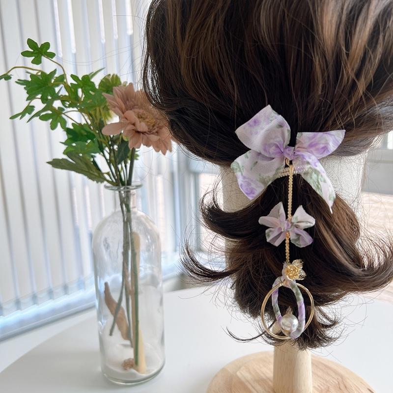 88 薔薇 ブルー ホワイト ヘアゴム ポニーフック ストラップ ヘアアクセサリー ヘアゴム ポニーフック シンプル リボン 花柄