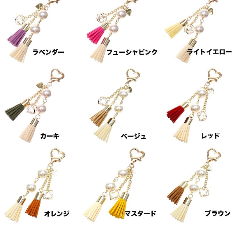 2連パールタッセルチャーム ハート パール ゴールド リング 財布 