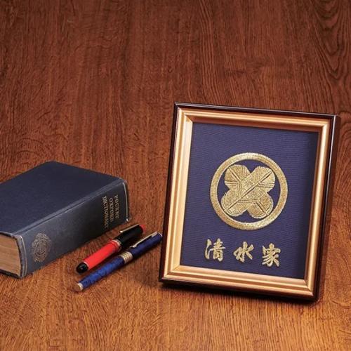 高級刺繍家紋額 15 丸に五三桐 日本 伝統 家紋 身近 家族 繁栄 健康 末