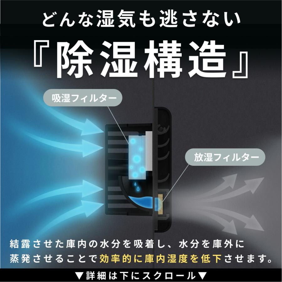 防湿庫 カメラ Re:CLEAN 50L 保管 カビ対策 日本製アナログ湿度計 5年保証 送料無料 RC-50L 日本品質 超高精度 日本製アナログ湿度計 レンズ トレカ｜eclectic-x｜06