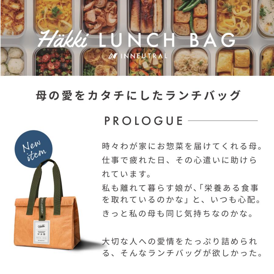 HAKKI ランチバッグ 保冷 縦長 大きめ コンビニ用 タイベック 紙袋風