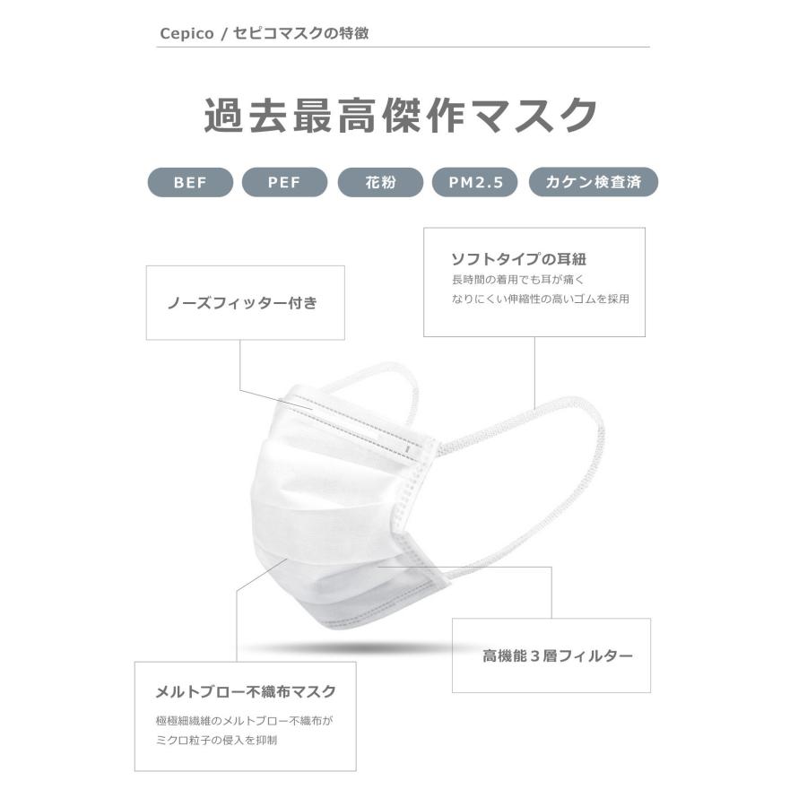 セピコマスク(50枚入り×80箱） マスク  不織布 50枚 50枚入り 不織布マスク 送料無料 使い捨てマスク 子供 SS｜eclectic-x｜08