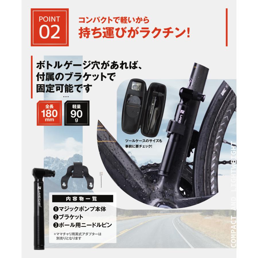 LANDCAST 300psi 18cmショートモデル 空気入れ ロードバイク クロス
