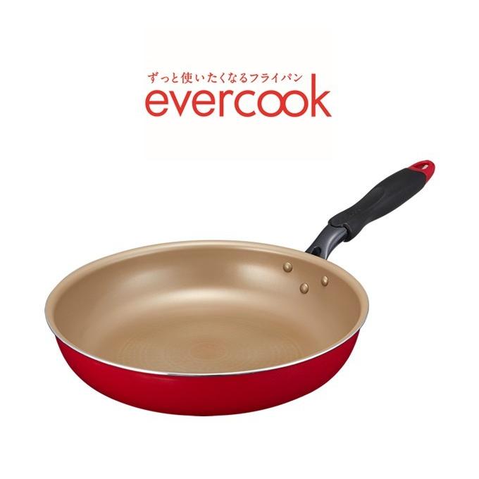 フライパン IH evercook エバークック フライパン 30cm EIFP30RD ガス火 IH対応 レッド 長持ち 焦げ付かない｜eclity｜02