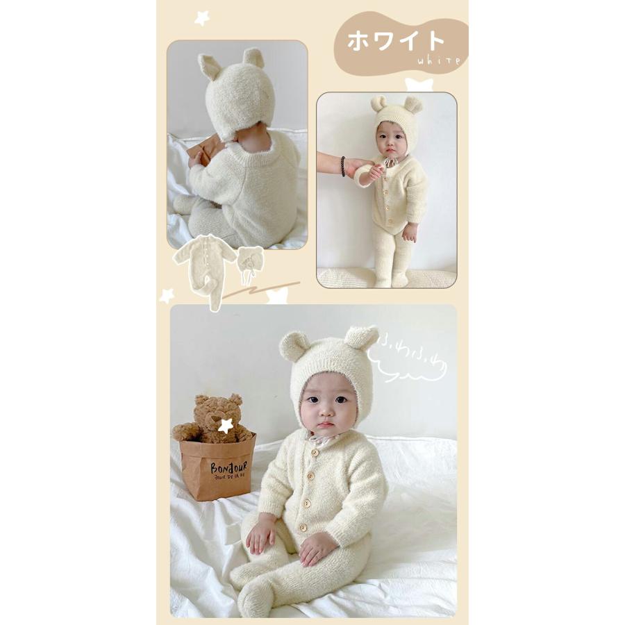 くまちゃん 着ぐるみ 熊耳 ロンパース 動物 ジャンプスーツ ベビー