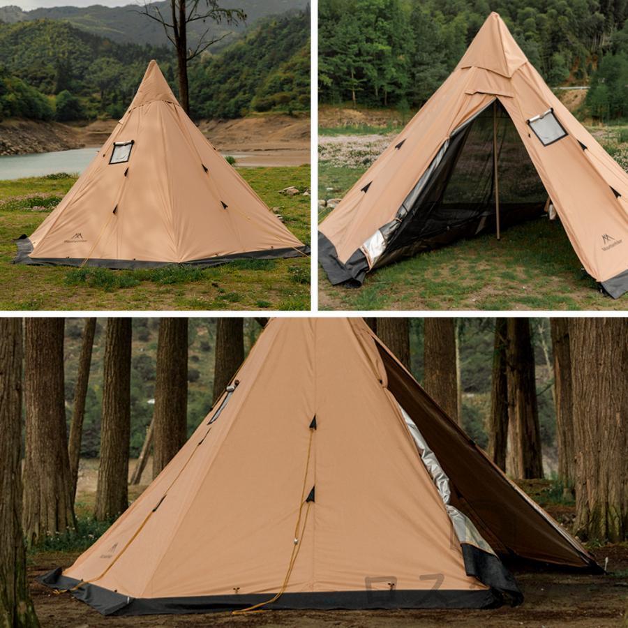 mountainhiker テント 2人用 3人用 サウナテント ワンポールテント テントサウナ ストーブ キャンプ 家庭用 大型 煙突穴付き UVカット 蚊帳 400×350×240 