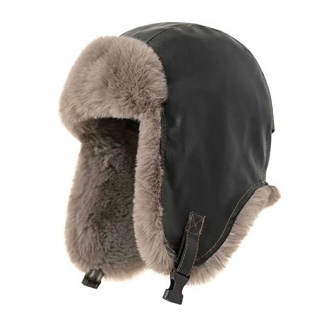 帽子 防寒 ボンバーハット 冬 ボア起毛 耳当て付き レザー調 フライト