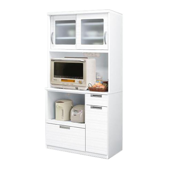 キッチン収納 レンジボード・レンジ台 マーブルホワイト 食器棚 完成品 幅90 キッチン収納 レンジボード おしゃれ : インテリア