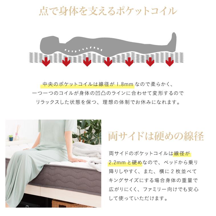 ポケットコイル マットレス シングル おしゃれ コイル数 528個 厚み