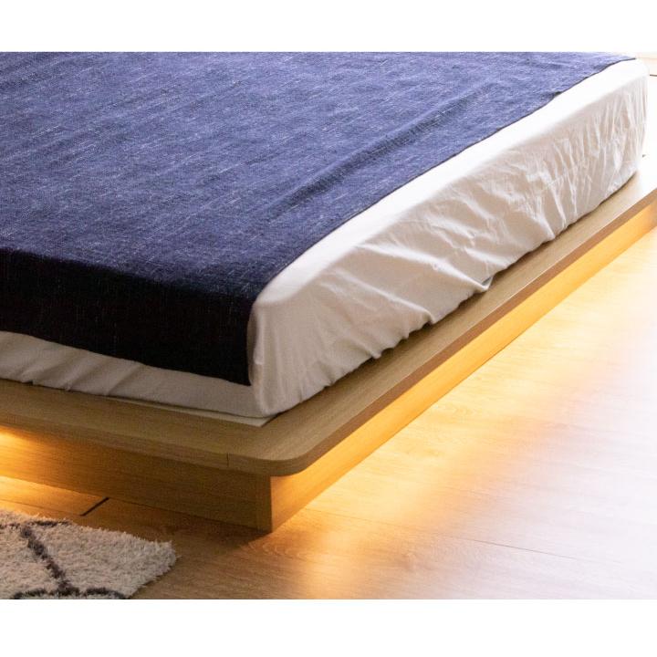 ベッド キングベッド フレームのみ LED照明付き ダウンライト おしゃれ