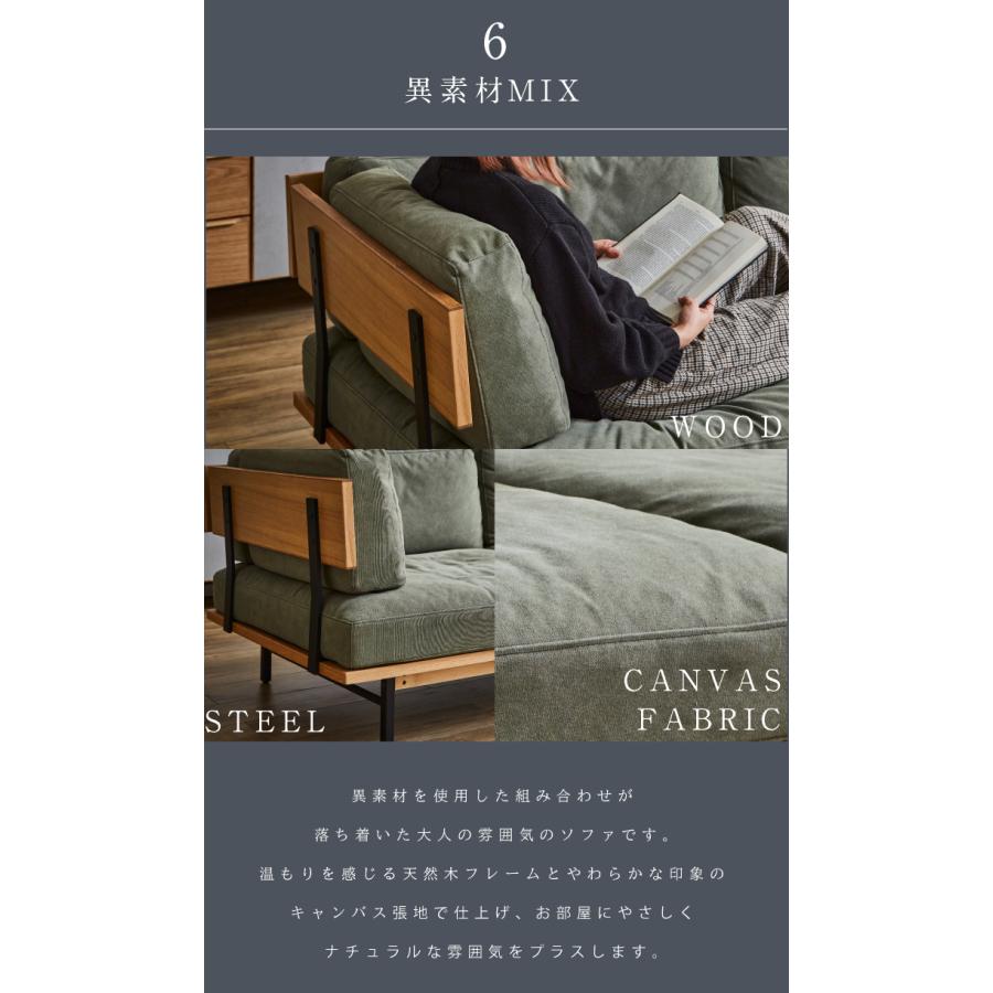 カウチソファ セット 帆布 キャンバス グリーン おしゃれ カウチ+2人