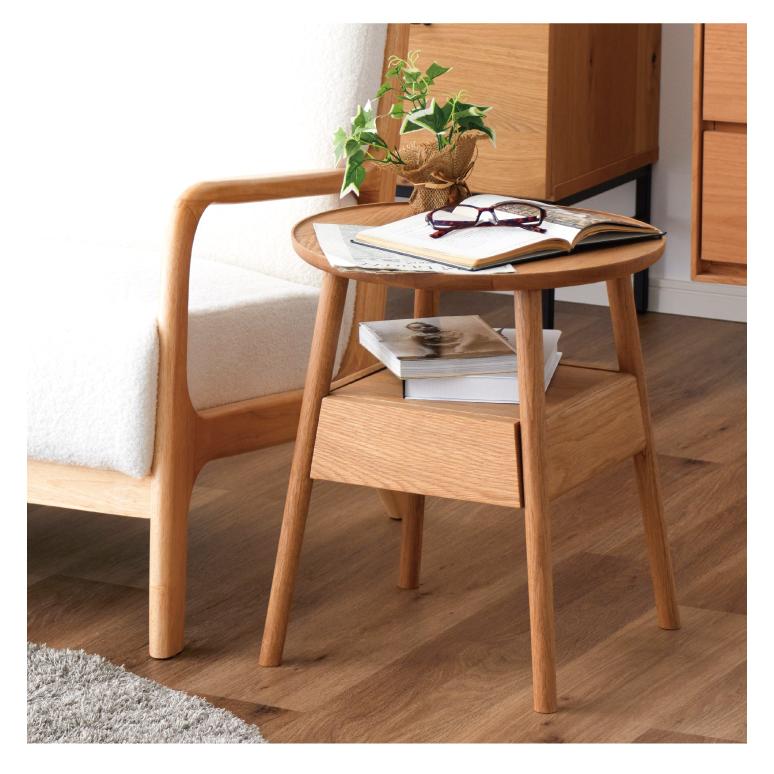 丸テーブル サイドテーブル 天然木 丸 丸形 おしゃれ 無垢 円型