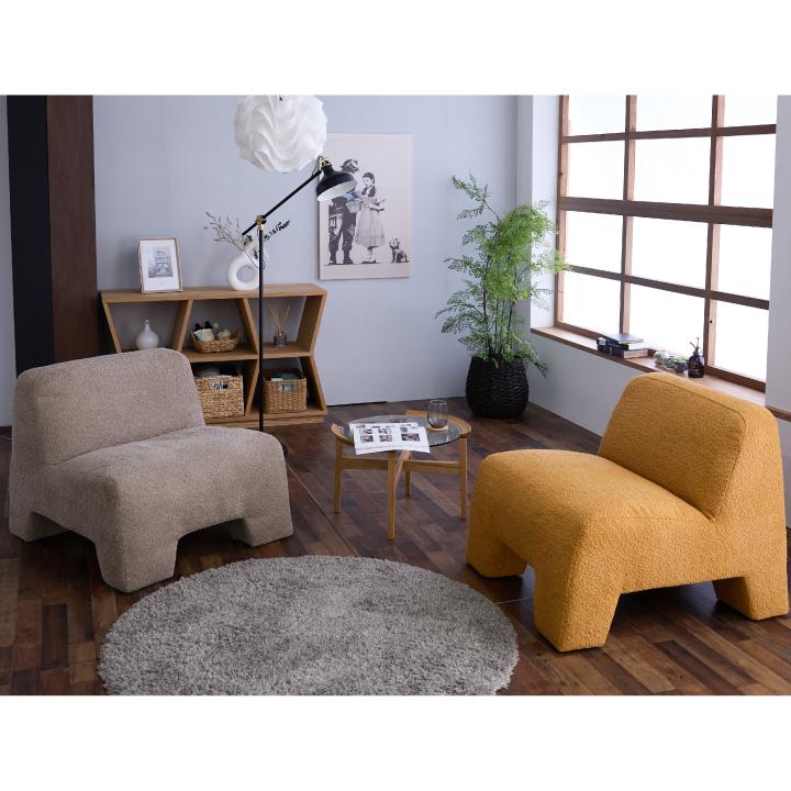 ソファ ソファー 1人掛け 一人掛け用 1P ファブリック 布地 モコモコ