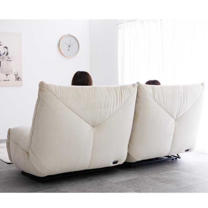 アイボリー 自動リクライニング 2人掛けソファ アイボリー 自動リクライニング 2人掛けソファ