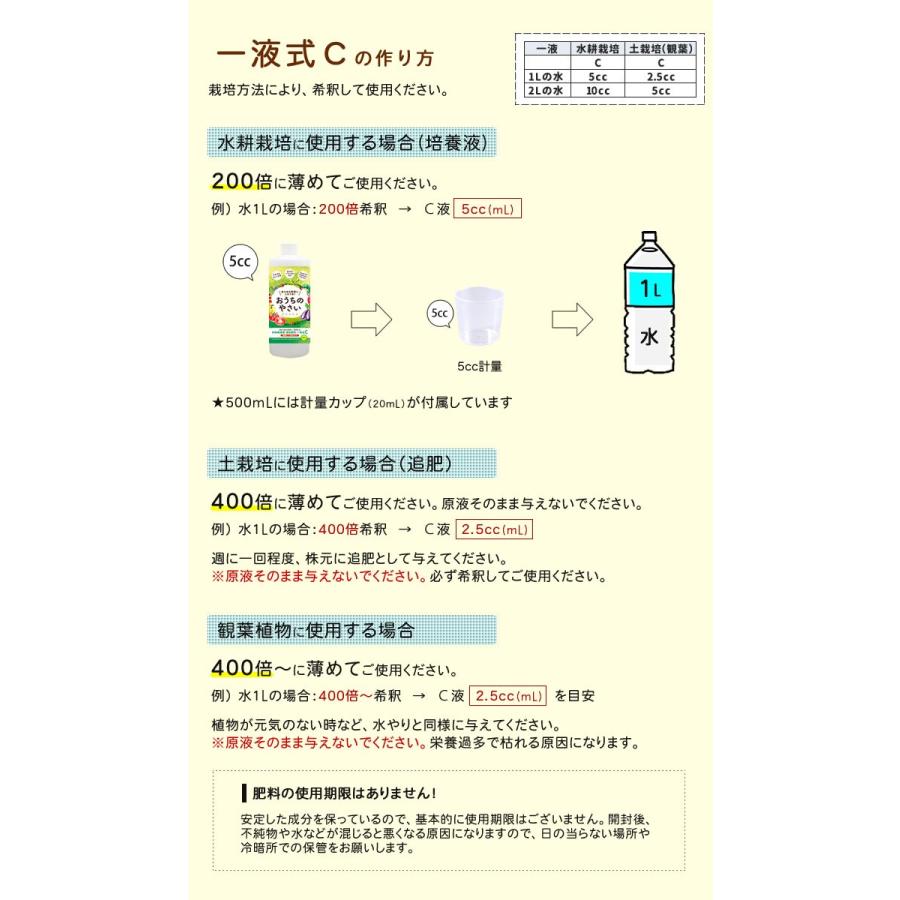 水耕栽培 液体肥料 おうちのやさい 一液式 C 500ml 一液タイプ Ggec05 水耕栽培専門のエコゲリラヤフー店 通販 Yahoo ショッピング