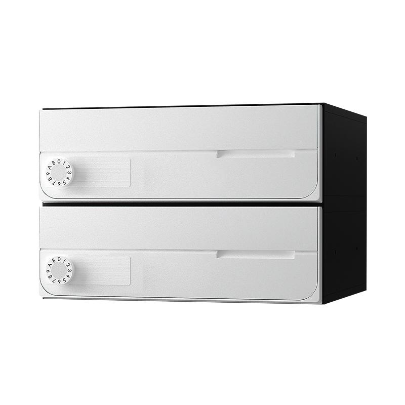 2戸用 本体樹脂製 ナスタ 大型郵便対応集合郵便受箱(ヨコ型) 前入前出 D-ALL 静音大型ダイヤル錠 ホワイト KS-MB4002PY-2L-W