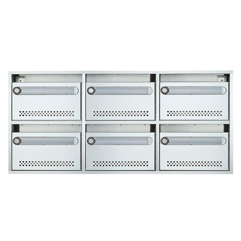 6戸用 ナスタ 集合郵便受箱(AMN型) 前入前出 静音大型ダイヤル錠 KS